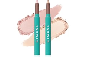 KIMUSE 2PCS Waterproof Eyeshadow Stick Set, Brightener Eyeshadow Pencil Duo, Glitter Highlighter Eye Liner, Shimmer Creamy Long Lasting Eye Makeup