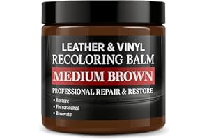 Laxmorph Leather Color Restorer, Leather Recoloring Balm, Scratch Remover, Leather Dye, Leather Paint, Leather Repair Kit for Furniture Couches Car Seats Shoes Bags, Medium Brown