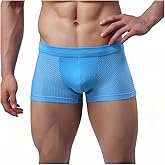 AIVibrat Men's Mesh Boxer Briefs Breathable Low Waisted Underwear Ice Silk Briefs for Men