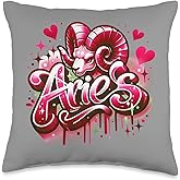 Red Aries Zodiac Star Sign Throw Pillow