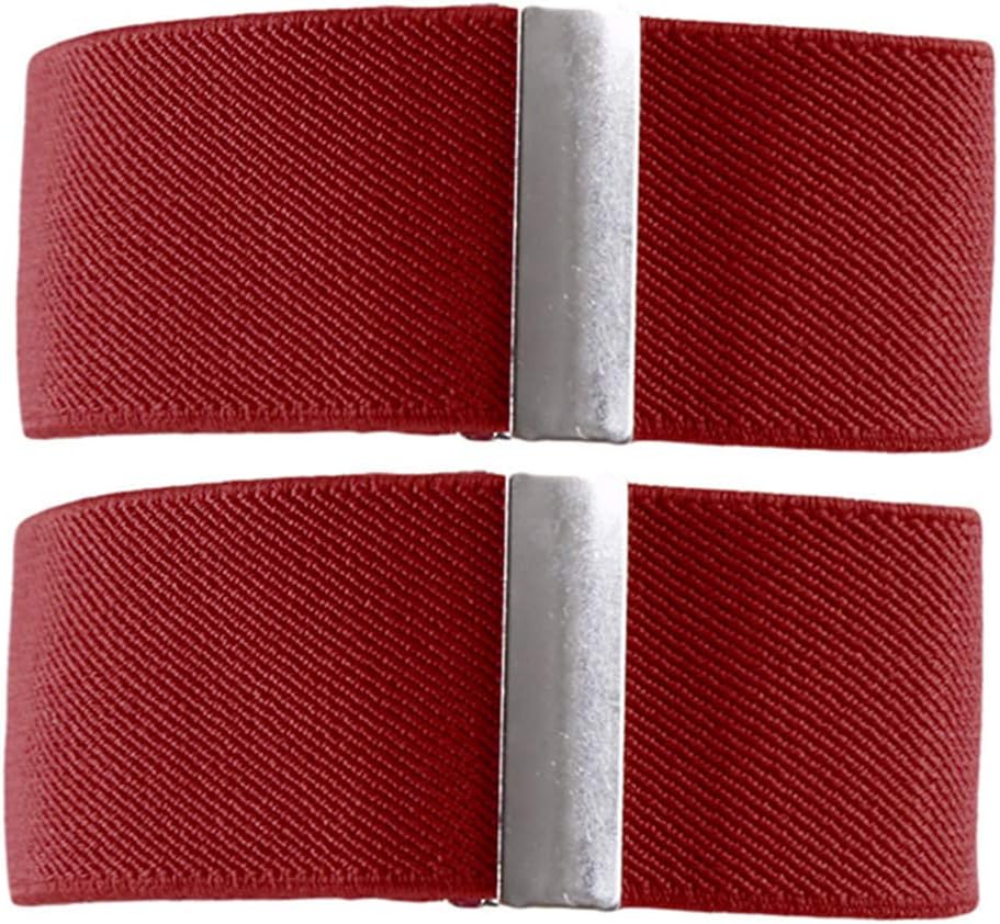 Sevenfly Men Sleeve Garters Shirt Sleeve Holders Arm Bands Bridegroom Garter Elastic Metal Armband For Ladies (Red Wine)