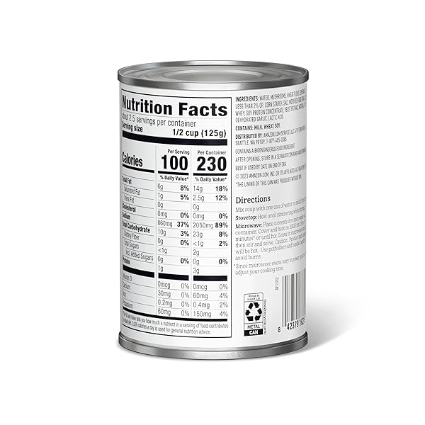 AMAZON FRESH, CONDENSED CREAM OF MUSHROOM SOUP, 10.5 OZ (PREVIOUSLY HAPPY BELLY, PACKAGING MAY VARY)