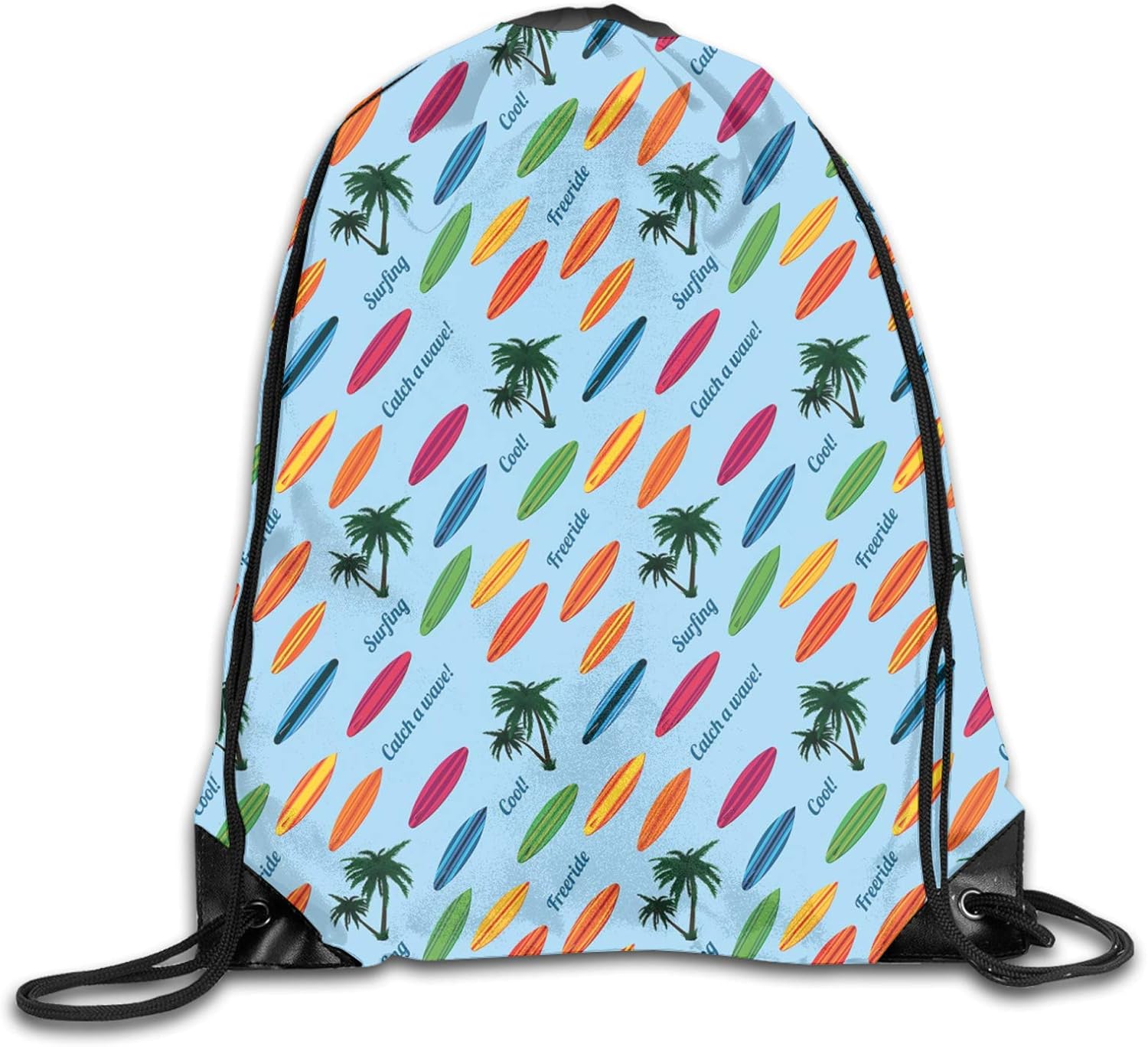 Drawstring Backpack Gym BagExotic Hawaii Vacation Palm Trees And