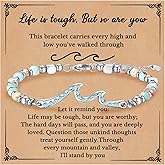 Wave of Life Inspirational Gifts for Women Bracelet with Gift Box & Card, Encouragement, Sympathy, Healing Jewelry for Her, Sister, Friend, Coworker