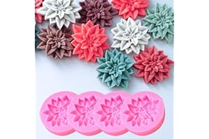 Japleed 4PCS Christmas Candle Soap Silicone Molds, Holly Leaf Chocolate Cake Decorating Jelly Candy Dessert Molds, 3D Plant Leave Mold for Epoxy Resin Casting Concrete Candle Soap Wax Gypsum DIY Craft