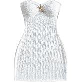 SOLY HUX Women's Summer Mini Tube Dress Cut Out Strapless Sleeveless Knit Bodycon Beach Party Dresses
