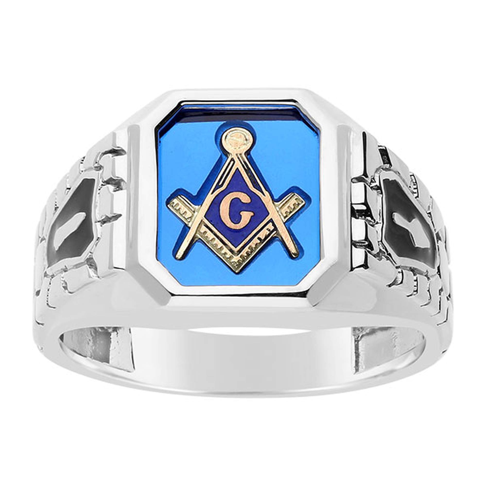 Mens Sterling Silver Blue Lodge Masonic Ring Finger Size