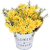 Artflower Artificial Daisy Pot Artificial Daisy Bouquet with Vase Silk Daisy Arrangements Bonsai for Home Office Wedding Part