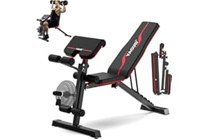 YAGUD Adjustable Weight Bench, Bench Press for Full Body Workout, 880 Lbs Workout Bench for Home Gym with Barbell Rack, Strength Training Stable Incline Decline Bench with Leg Developer