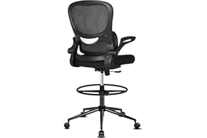 Misolant Drafting Chair, Tall Office Chair for Standing Desk, High Office Chair with Adjustable Height and Footrest, Office Drafting Chair Lumbar Support, Height Office Chair Black
