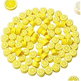 200Pcs Yellow Lemon Polymer Clay Beads Fruit Charm Beads Flat Spacer Bead Jewelry Making Supplies for Necklace Earring Bracelet Making Lemon (10mm)