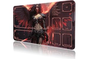 April Space Playmat Board Game MTG Duel Playmat Trading Card 23.6 x 13.8in Stitching Edges Compatible for TCG with Card Zones Including Storage Bags (with Zone,Hell's Angels)