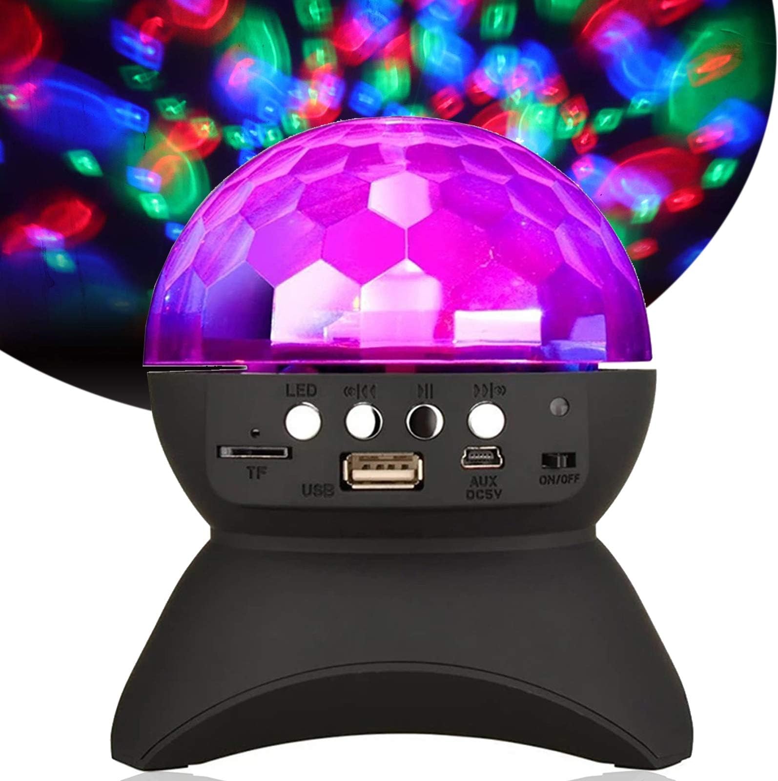 Bluetooth Speaker Night Light Projector Outdoor Wireless Speaker Disco Ball Light DJ 360 Degree Rotating Night Light Color Changing Speaker Support TF Card for Party KTV Club Home Bedroom Women Men