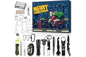 Survival Kit Advent Calendar 2025, Survival Tools Advent Calendar for Adults Men, 24 Days Christmas Countdown Calendar with C