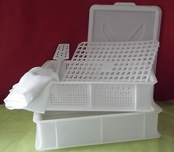 Enolandia Große Reifebox 40cm x 30cm, Zwei Schalen, EIN Deckel, EIN Abtropfgitter zur Käseherstellung