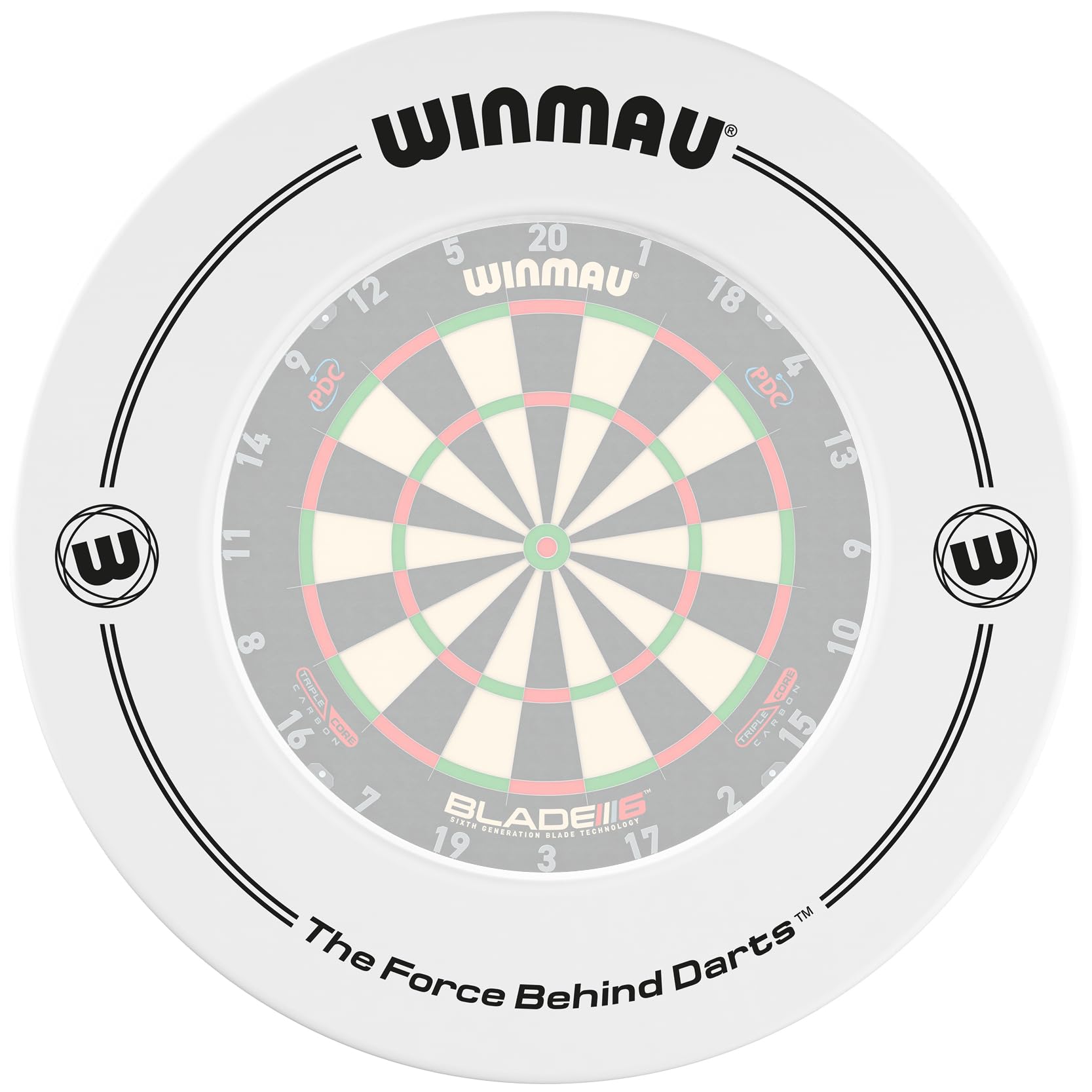 WINMAU White Printed Dart Board Surround Ring – Durable Backboard Wall Protector for Dartboards - Professional Darts Accessories