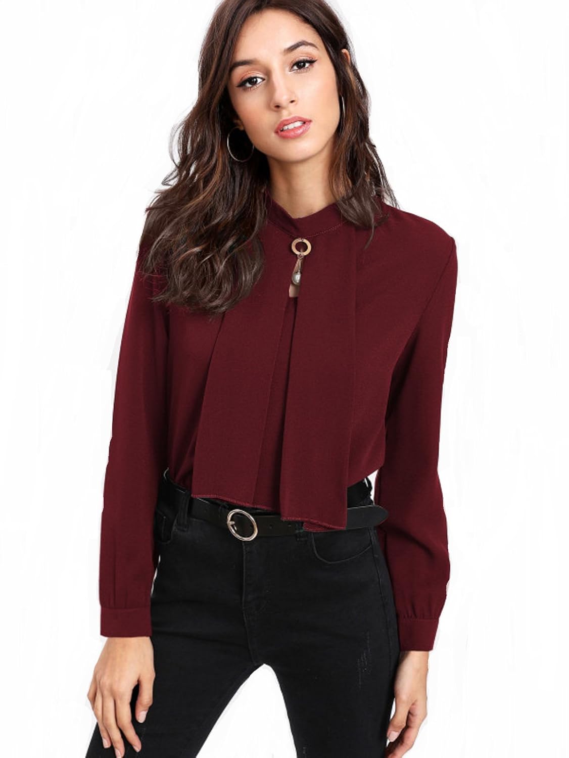 poison ivy pearl detail button keyhole back blouse