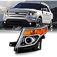 AKKON - For 2011-15 Ford Explorer Driver Side Only Projector Headlight Assembly Chrome Housing Clear Lens