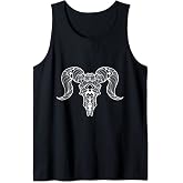 Halloween Easy Costume Boho Style Bull Cow Skull Tank Top