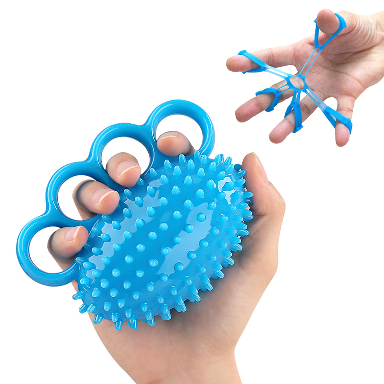 Finger Stretcher & Hand Grip Strengthener Set - Hand Exercise Balls for Grip Strength, Finger Flexibility (Blue)