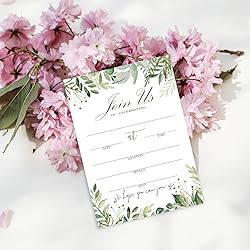 Whaline 25 Sets Greenery Invitations with Envelopes
