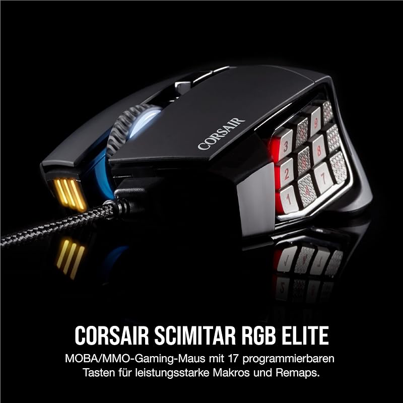 Scimitar RGB Elite Kabelgebundene MOBA/MMO Gaming-Maus - Schwarz