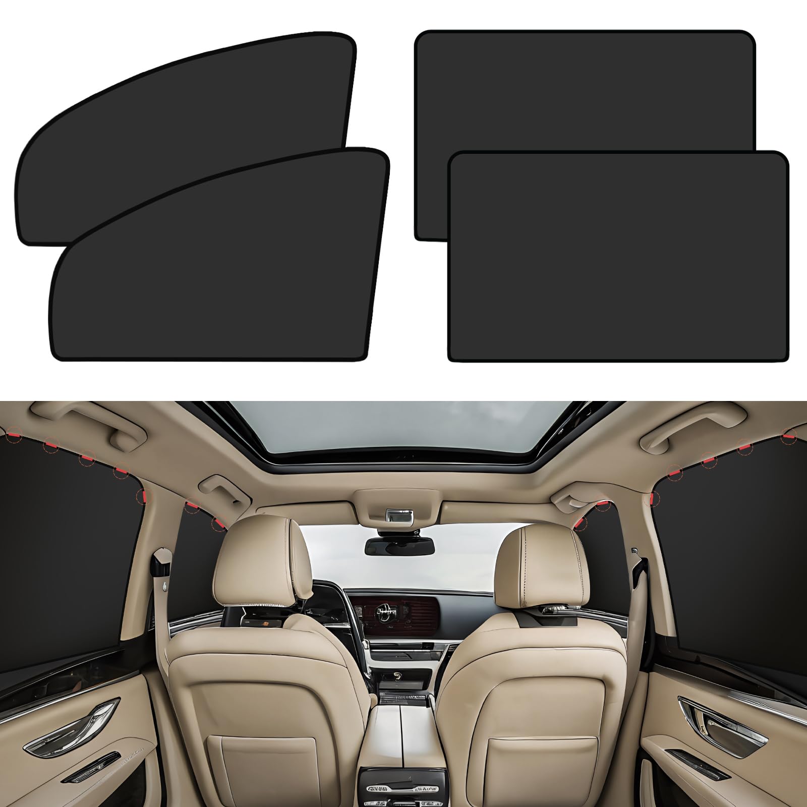 Photo 1 of GlideSpark Magnetic Car Window Sun Shades Privacy Shades for Side Windows Privacy Curtains Window Covers for Privacy Removable and Washable Window Shade for Baby in Car Sleeping (2 Park - Front Seat)