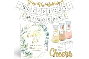 PRESTIGE Mimosa Bar Supplies | Brunch Decorations & Mimosa Bar Kit, Christmas Party Supplies w/ Bubbly Bar Sign & Banner Set,
