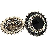 Rytenz 2 Pcs Rhinestone Buttons, Crystal Embellishments Buttons for Clothing Jewelry Making DIY Decoration Bottons for Sewing Crafts Wedding Bridal (Black Rhinestones)