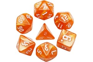 HD DND Dice Set Orange RPG 7-Die Dice Set Fit Dungeons and Dragons(D&D) Pathfinder MTG Role Playing Games Polyhedral Dice wit