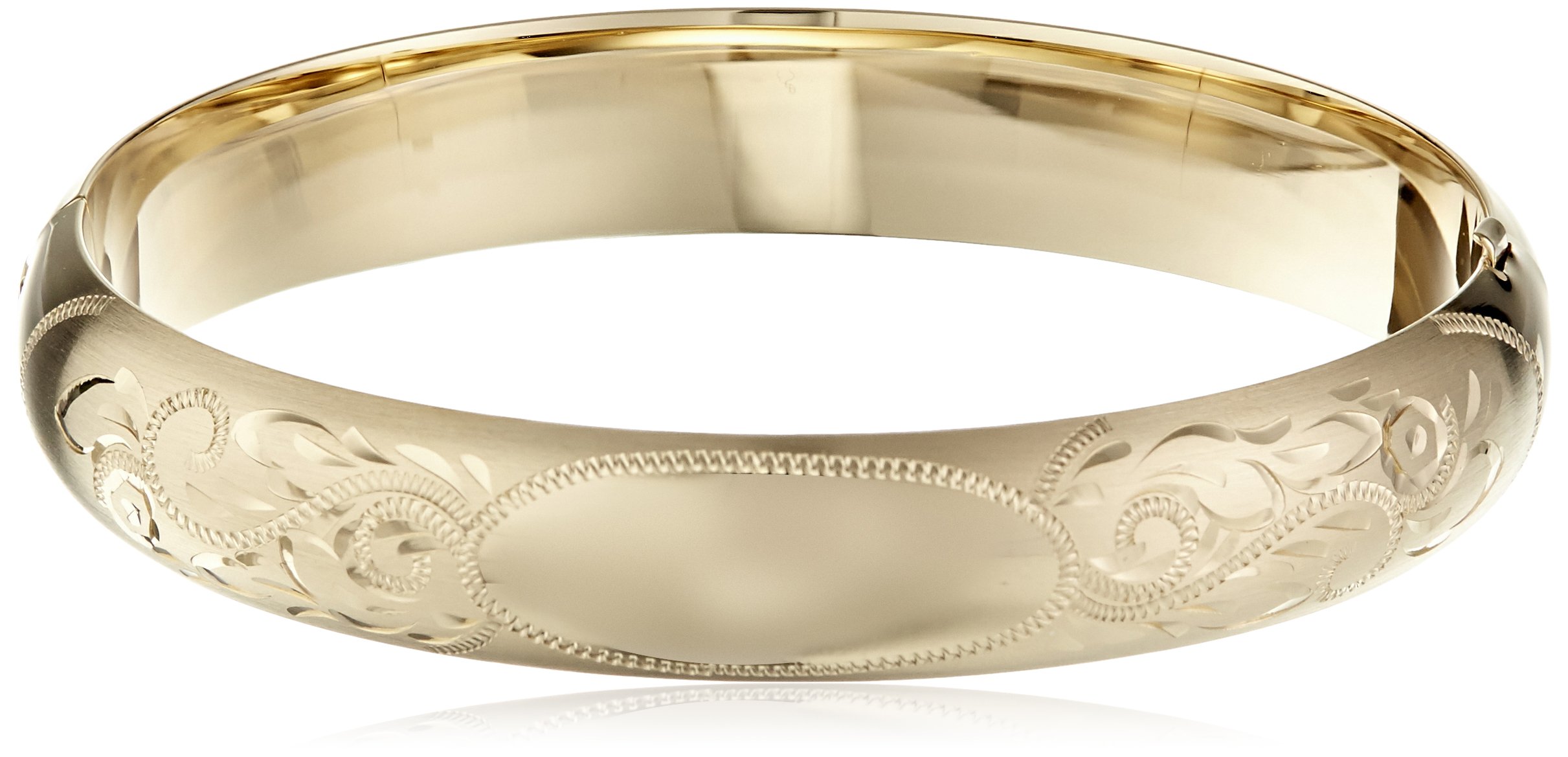 Galleon 14k GoldFilled Engraved Hinged Bangle Bracelet