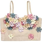 YCBENYANG Women's Corset Crop Top 3D Floral Vintage Cute Push Up Bustier Wedding Cami Top for Vacation Party