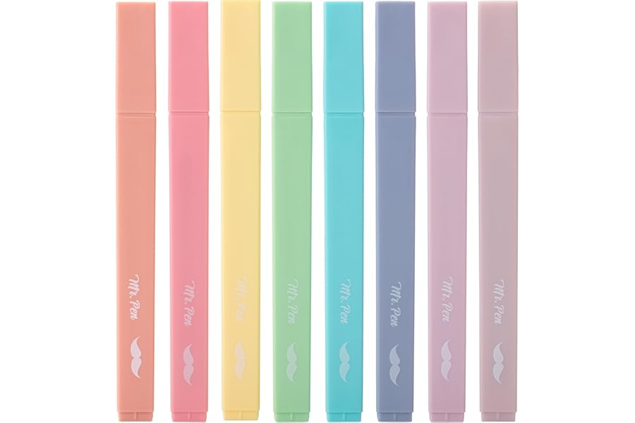 Mr. Pen- Aesthetic Highlighters No Bleed, 8 Pack, Candy Colors, Chisel Tip, Cute Highlighters Assorted Colors for Journaling, Highlighting, Underlining, Fast Dry, Back to School Supplies