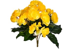 Vickerman 9.5" Artificial Yellow Polyester Begonia Bush