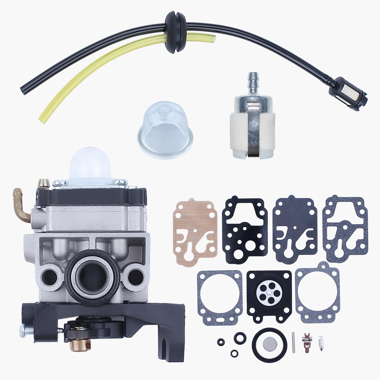 Haishine Carburetor Kit for Honda GX35 GX25 FG110 HHT35 HHT35S 16100-Z0Z-034 Engines, Compatible with UMS425 UMK425 with Carb Repair Kit/Fuel Line/Primer Bulb/Fuel Filter Parts