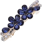 LUOZZY Rhinestone Hair Clip for Women Girls Bling Hair Clip Flower Hair Barrette for Prom Wedding Daily Use Hair Accessories, Dark Blue