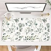 Colorful Star Large Mouse Pad, PU Leather Waterproof Desk Mat, Computer Gaming Mouse Pad, XXL Full Table Mousepad Non Slip Desk Pad for School Office Home 31.5" x 15.7" - Fresh Eucalyptus Leaves