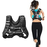 VEVOR Weighted Vest, 12/16/20/30 lbs Weight Vest with Reflective Stripe, Adjustable Buckle Body Weight Vest, Workout Equipment for Strength Training, Running, Jogging, Fitness, and Weight Loss