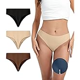 OVRUNS Camel Toe Underwear Thong for Women 3 Pack Cameltoe Proof Concealer Thongs No Show Panties Seamless Workout Underwear
