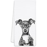 OSLYSOF Funny Italian Greyhound Kitchen Towels, Italian Greyhound Gifts Dish Tea Towels, Black and White Dog Lovers Owner Gifts Hand Towel for Kitchen, Coffee Bar Station Decor, 16x24 Inch