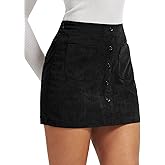 TZLDN Corduroy High Waisted Mini Skirt with Pockets Button Front A Line Short Pencil Skirts for Women Fall Winter