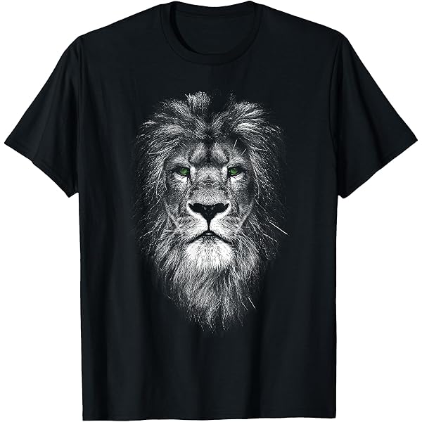 Amazon.com: Black And White Lion Head T-Shirt : Clothing, Shoes