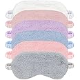 6 Pieces Plush Eye Mask Soft Fluffy Furry Sleeping Blindfold Comfortable Satin Back New Faux Fur Nap Eye Cover Light Sleep Eye Masks for Girls Women Kid Adult Party Eyeshade Favors (6 Colors)