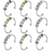 Cunno 9 Pcs Fidget Spinner Ring for Women, Open Silver Adjustable Spinner Ring with Colorful Beads for Daughter Girls Jewelry Gift