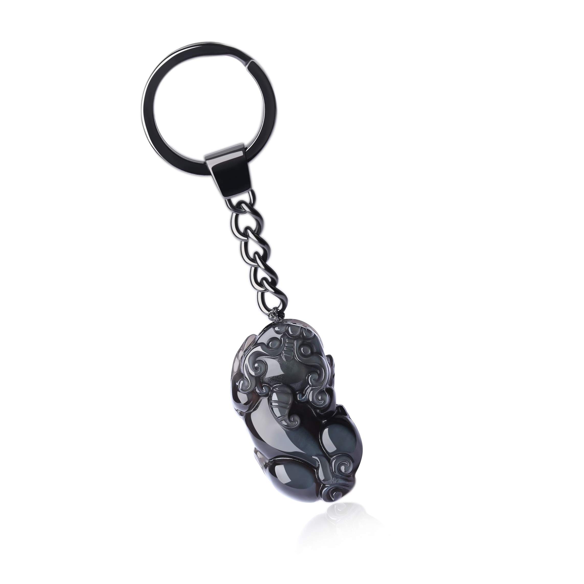 coai Pixiu Black Obsidian Stone Cute Keychain Car Bag Accessory