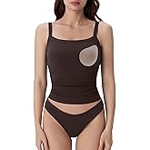 SUUKSESS Women Cotton Rib Padded Tank Tops Sleeveless Spaghetti Strap Square Neck Tops Summer Camisole Going Out Shirts