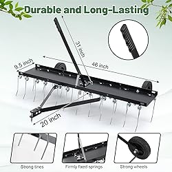 Lawn Dethatcher, 46 Inch Tow Behind Dethatcher with