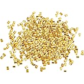 Ymapinc 500Pcs Gold Crimp Beads for Jewelry Making, 2x2mm Crimping Beads, Crimp Tubes Stoppers to Secure The Ends of Jewelry Strings Accessories for DIY Craft Making, Copper