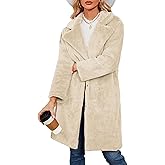 Rixiland Women's Faux Fur Coat Fuzzy Warm Winter Overcoat Long Fur Jackets Outerwear with Pockets