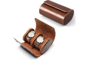 LONGJET CRAFTING THE CORE LJ Longjet Watch Roll Travel Case for Men Portable Watches Organizer Box with Removable Velvet Pillow Holder (2 Slot Brown)
